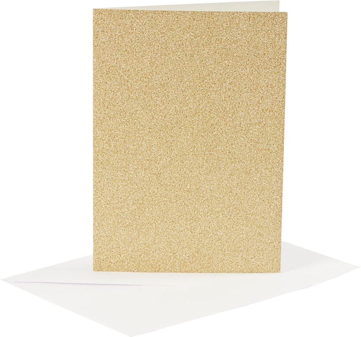 Kaarten en enveloppen, afmeting kaart 10,5x15 cm, afmeting envelop 11,5x16,5 cm, goud, glitter, 4sets [HOB-23023]